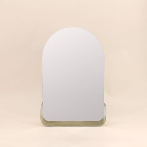 Miroir mural arche avec étagère doré 50x33cm