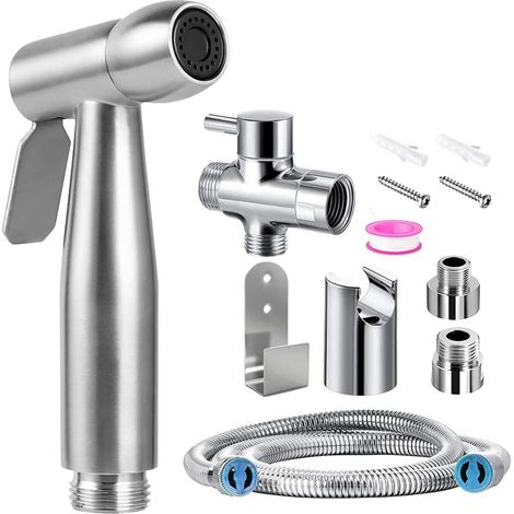 Kit Douchette Wc Toilettes Bidet HygiéNique - Kit Douchette Wc avec Vanne 3 Voies (1/2"-3/8") - Douchette pour L'HygièNe Intime (1/5)