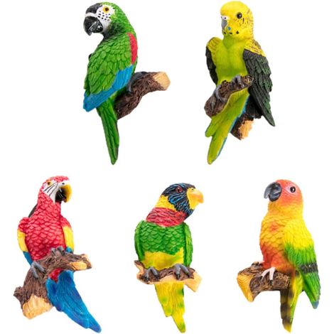 Lot de 5 Aimants Perroquet pour Réfrigérateur en Plastique Coloré Design Créatif et Fonction Décorative Cuisine et Porte D'armoire (1/5)