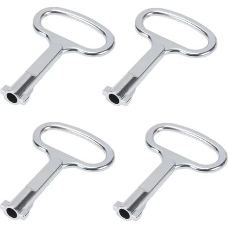 Lot de 4 clés carrées pour compteurs d’eau, coffrets électriques, et vannes, dimensions de 5mm à 9mm, robuste et durable.