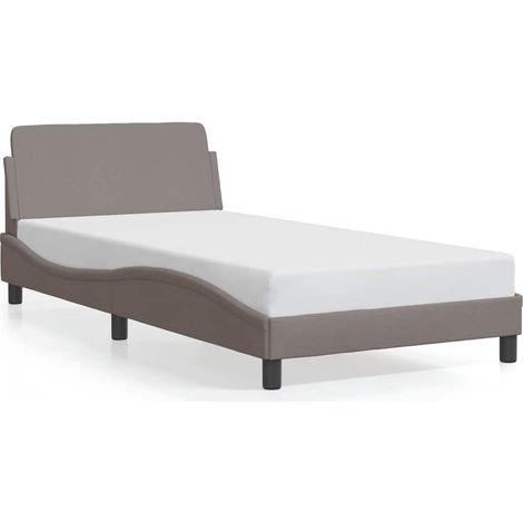Lit Adulte Lit Contemporain Cadre de lit - taupe 100x200 cm tissu fr27161 (1/5)