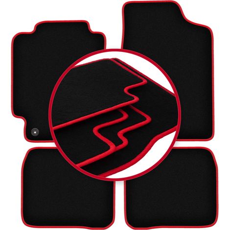 Tapis de sol en velours à bordure rouge pour : Toyota Corolla E10 à hayon, break, berline (1992-1997)
