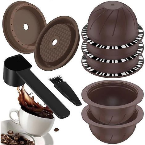 capsules Vertuo réutilisables pour machine Nespresso, capsule de café avec 2 couvercles en silicone, 1 cuillère et 1 goupillon (150 ml) (1/5)