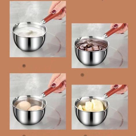 Mini friteuse à huile, friteuse à huile de cuisine en acier inoxydable, chauffage de l'huile domestique, pour faire sauter, arroser et verser de l'huile. (1/5)