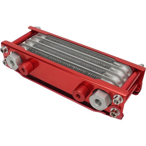 Kit de refroidissement d'huile moteur moto 17 pièces, kit de refroidissement d'huile moteur en aluminium à 4 rangées, convient aux modèles Monkey 125cc-140cc, rouge. (1/5)