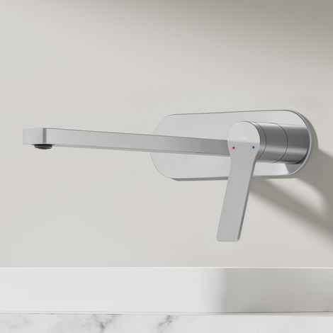 EMKE Wand-Waschtischarmatur inklusive Grundkörper 288 x 210 x 70 mm Verchromt Mischbatterie für Waschbecken Wasserhahn Bad