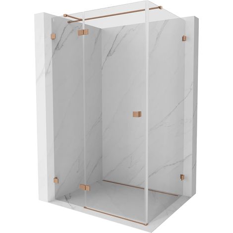 Mexen Lunar T cabina doccia con porta battente sinistra 110 x 100 cm, trasparente, rame spazzolato - 834T-110-100-65-00-L (1/5)