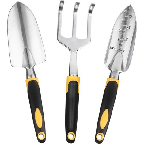 Ensemble d'outils de jardin 3 pièces - Kit de jardinage robuste en caoutchouc souple antidérapant - Sac de rangement et sécateur (1/5)