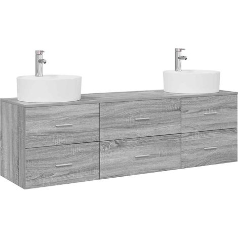 Bathroom Cabinet Set 3 pcs Grey Sonoma 62.5 x 44.5 x 50 cm vidaXL (1/5)