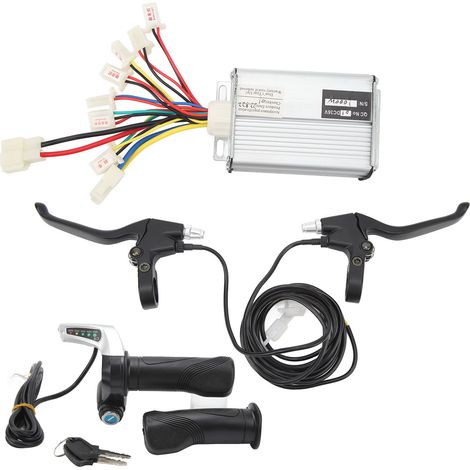 Umrüstsatz für 3V 1000W E-Bike-Controller: Gasgriff mit 36V Einklemmschutz und Bremshebel komplett aus Aluminium. (1/5)