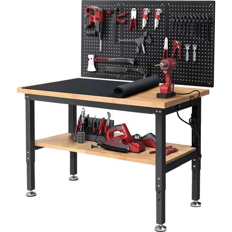 Table de travail, Hauteur réglable, Rangement d'outils, 48 pouces, Prise EU (1/5)
