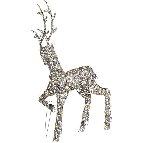 Decorazione natalizia LED con luci a forma di renne in metallo argento Husavik (1/5)
