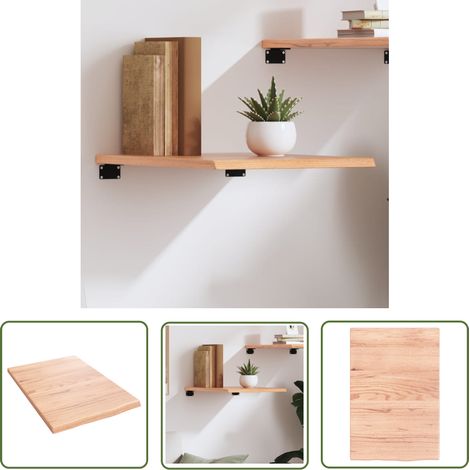 The Living Store Wandregal Hellbraun 40x60x2 cm Massivholz Eiche Behandelt - Wandregal - Eichendielen - Holzmöbel - Rustikal - Dekoration (1/5)