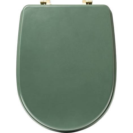 5Five Simply Smart – Abattant WC chic vert foncé 49x36 cm – HDF haute densité – Charnières dorées – Installation facile avec accessoires inclus