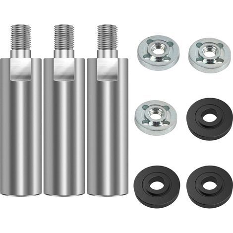 Angle grinder extension rod, multi-purpose thread, rotary polisher shaft with flanged locking nut, extension (1/5)