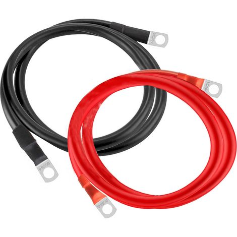Câble Batterie 2AWG/ 35mm² 100cm Onduleur Cable Batterie Voiture 12V avec Clip Annulaire M8 pour Moto Automobile Bateaux Marins(100cm) (1/5)