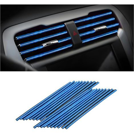 Set di 20 pezzi per decorare le bocchette dell'aria dell'auto, finiture per griglia in stile automobilistico, accessori per interni auto, strisce decorative multicolore per bocchette dell'aria (blu gh (1/5)