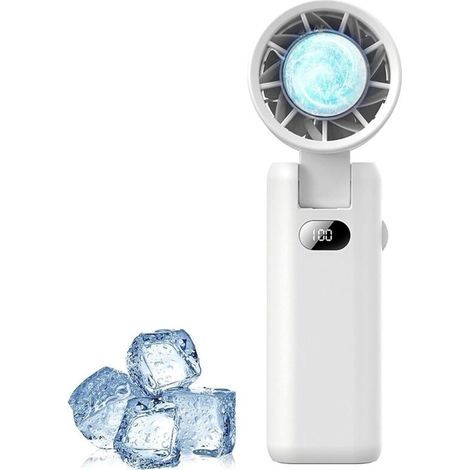 Ventilateur USB Turbo Rechargeable, Ventilateur Portable Pliable avec Batterie 3600mAh et 100 Vitesses, Ventilateur Glace Extérieur pour Camping et Voyage