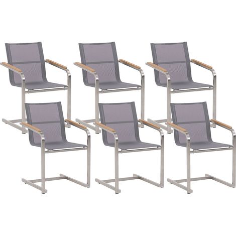 Set of 6 Garden Chairs COSOLETO Stainless Steel Grey (1/5)