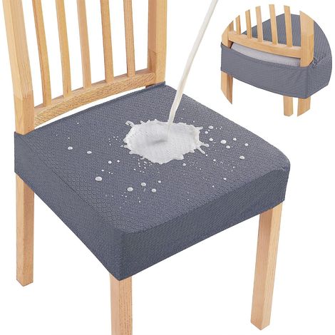 Housse de chaise imperméable lot de 2, extensible jacquard lavable et amovible, protège-siège sans dossier, beige (1/5)