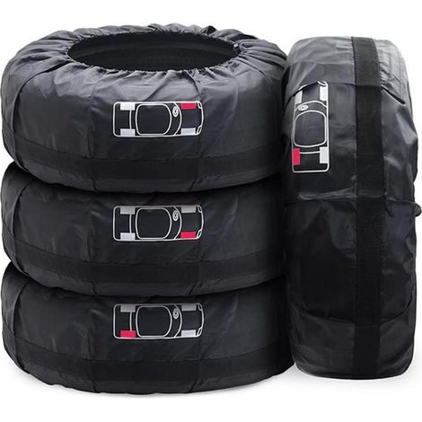 4 housses de pneu, imperméables et anti-poussière, en polyester Oxford 210D, pour pneus 19 à 23 pouces (diamètre 80 cm), avec cordon élastique et poignée renforcée
