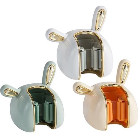 Soporte de pared de lujo - Abrazadera para mango - Sistema para colgar escobas - Soporte de pared, 3 piezas, hermoso soporte para escobas, gancho para escobas sin orificio (1/2)