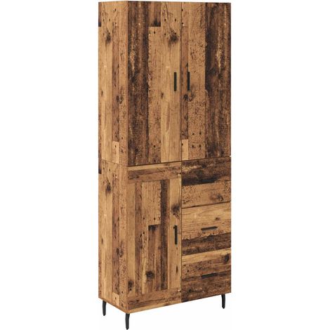 2 pcs Armoires Hauts de rangement - Armoires De Chambre Bois Ancien Bois Aggloméré et Verre fr6758 - Maison La Vie (1/5)