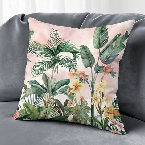 Housse de coussin fleurs colorées, décoration salon maison,50×50cm (1/5)
