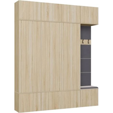 HAGA IV 3Sz1W - 3x Armario + 1x Barra De Armario - estantes - 200x35x238 cm - ROBLE SONOMA (1/3)