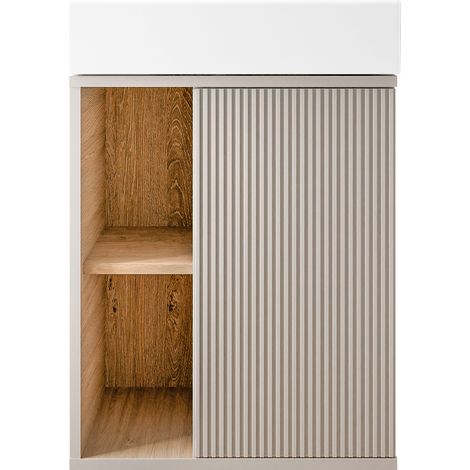 Waschtischunterschrank Duravit BELDIVO 50 cm mit Waschbecken - Türanschlag rechts, Seidengrau matt