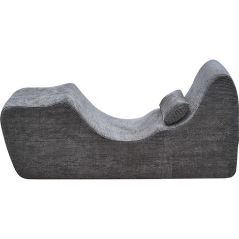 Chaise de yoga ergonomique en mousse sans ressorts, fauteuil lounge incurvé pour massage, étirement, relaxation et exercice, gris, pour salon, chambre et balcon (1/5)