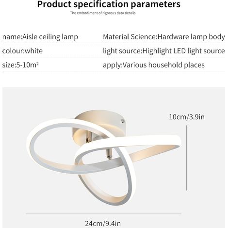 Plafonnier LED Moderne - Plafonnier À Géométrie Ronde - Lustre Chic 3000 K Pour Couloir - Chambre À Coucher 18 W 24 cm-Blanc (1/5)
