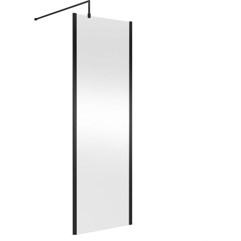 Balterley Wetroom Screen with Support Bar, 700mm, Matt Black