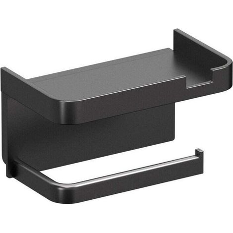 Porte Papier Toilette, Support Papier Rouleau sans Percage Derouleur Papier WC,Distributeur Papier avec Tablette, Acier INOX Auto-adhésive et Mural pour Salle de Bain Suspension murale sans clous-Crez