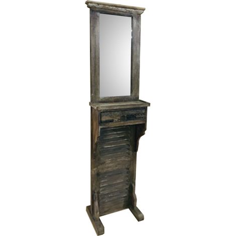 Recibidor con Espejo de madera marrón 45x20x184