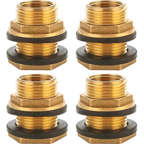 Ensemble de 4 connecteurs en laiton, diamètre intérieur 1/2 pouce, diamètre extérieur 3/4 pouce, avec joint en caoutchouc.