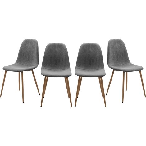 Set di 4 sedie in velluto a coste grigio con gambe in legno L43 cm - ANYA