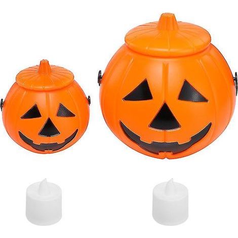 Lot de 2 lanternes citrouilles pour décorations d'Halloween (1/3)
