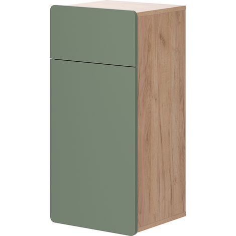 mobiletto bagno Izan, Goldkraft rovere/verde, 36.6 x 76.6 cm con cassetto e anta, Vicco