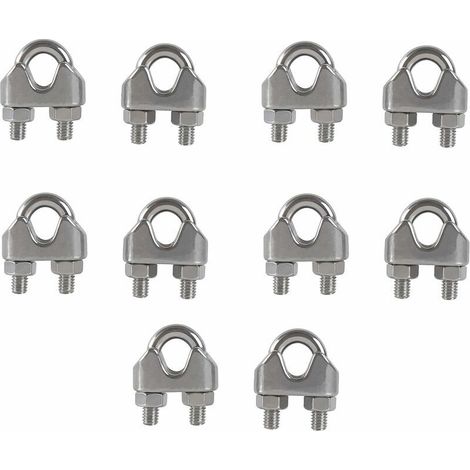 M6 Serre-câbles Etrier U Boulon Clip de Câble 304 Acier inoxydable Selle de pince de Câble Câble métallique Clips pour etendoir linge exterieur10PCS (1/5)