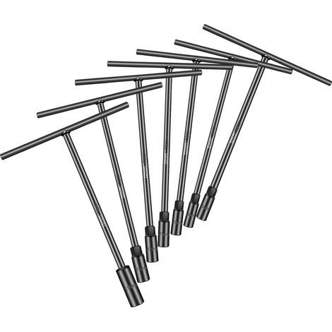 Set di 7 chiavi a bussola metriche a T (6 mm, 8 mm, 10 mm, 11 mm, 12 mm, 13 mm, 14 mm), a 6 punte, in acciaio CR-V, marcate al laser, per riparazioni di moto e auto – pezzi di ricambio (1/5)