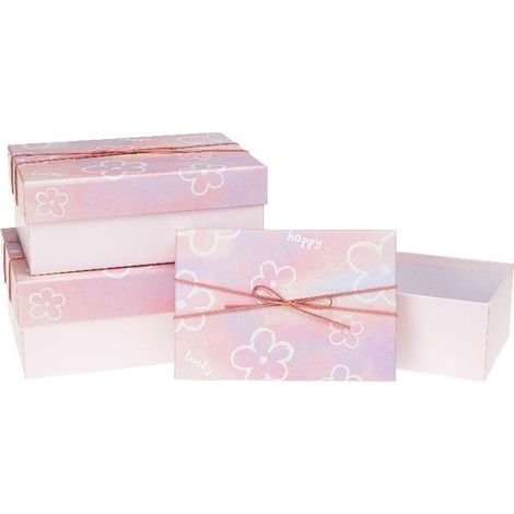 Geschenkbox mit Schleife, 3 Rosettenblüten