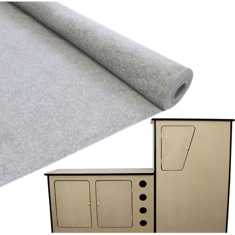 Kit Camper para Furgoneta – Moqueta T-Mech Gris Plata con Adhesivo y Cocina Camper de MDF Personalizable con Armarios y Botellero para Autocaravanas
