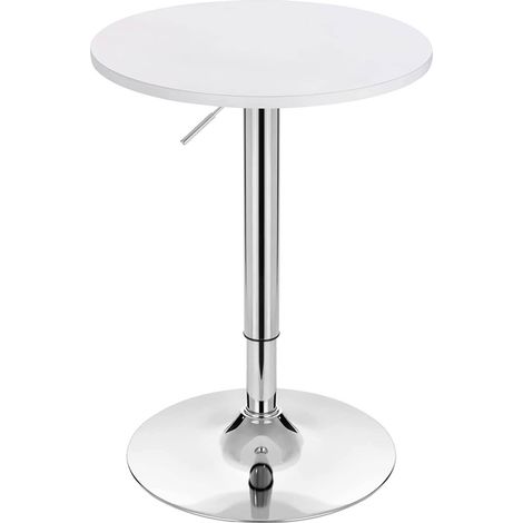 WOLTU 360° Girevole Tavolo regolabile in altezza Rotondo tavolo alto da bar Bianco