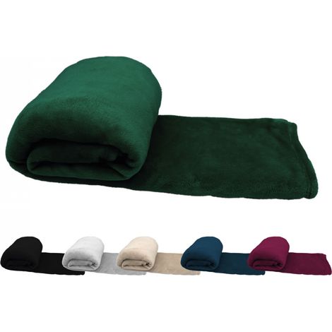 Couverture, plaid polaire, jeté de canapé 150 x 200 cm en flanelle ultra doux - Vert - Vivezen