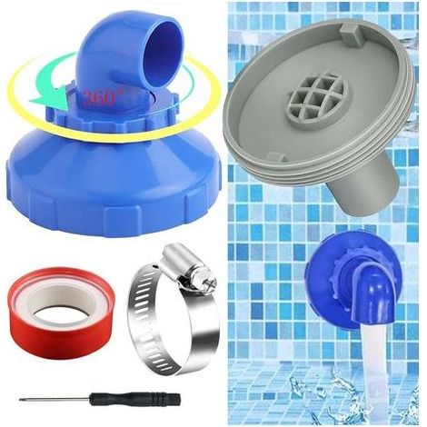 Buse D'entrée de Piscine,Raccord Buse D'entrée Rotatif à 360°,Buse de Remplissage de Piscine 32mm,Buse de sortie Réglable,Accessoire de Sortie Piscine Avec Raccord de Tuyau Pour Piscine Intex Bestway (1/5)