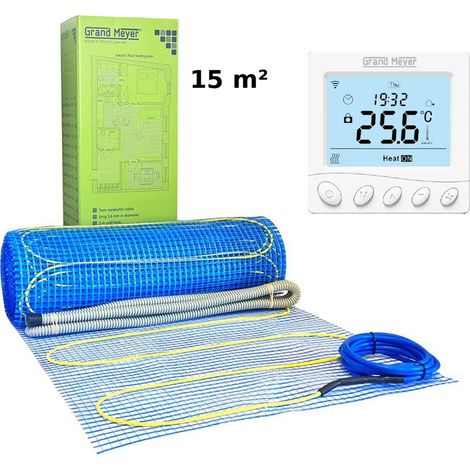 Kit chauffage au sol 15 m², 170 W/m² + W350 thermostat Wi-Fi programmable