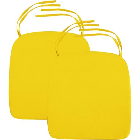 Gardenista Cuscini per sedie da giardino con lacci, cuscini per sedie da giardino resistenti all'acqua con rivestimento rimovibile facile da pulire, Giallo (2 pezzi)