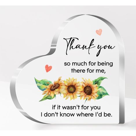 Plaque cœur acrylique – Cadeau de remerciement pour femme, présent appréciation pour patron, responsable et professeure souvenir tendre « Merci d’avoir toujours été là pour moi » - 8.5x8.5x1cm (1/5)