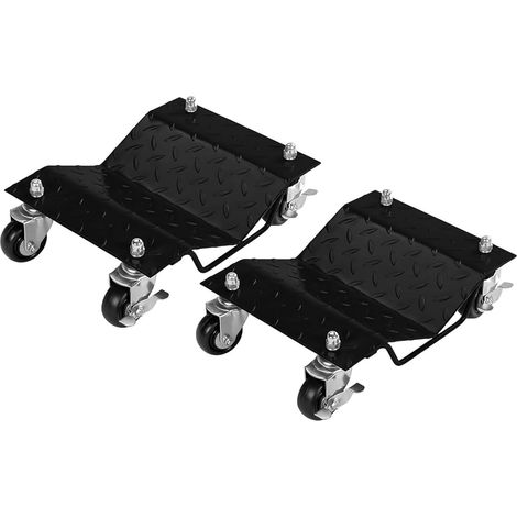 Chariot de déplacement Robuste pour véhicule 6000 lbs – Lot de 2 – Roues pivotantes 360° antidérapantes avec Freins – Patins à pneus en Acier – Idéal Atelier, Garage, Voitures, camions